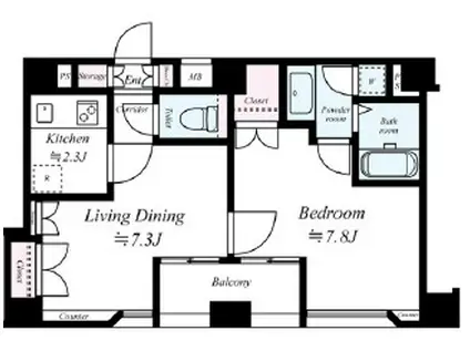 L-FLAT新富町 エルフラット新富町(1LDK/6階)の間取り写真