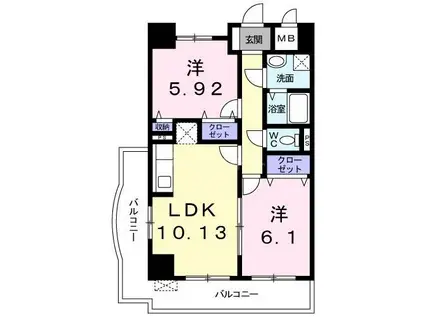 ヌーベル メゾン ヤマヤ(2LDK/2階)の間取り写真