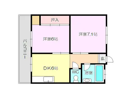 クリーンハイツ豊里(2DK/4階)の間取り写真