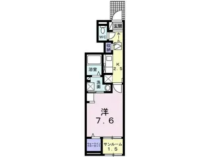 アンド ザ ブルー I(1K/1階)の間取り写真