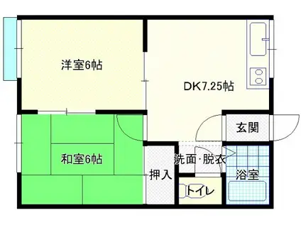 シティハイムワルツ(2DK/1階)の間取り写真