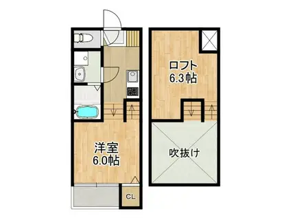 MODERN PALAZZO多良見IC(1SK/1階)の間取り写真