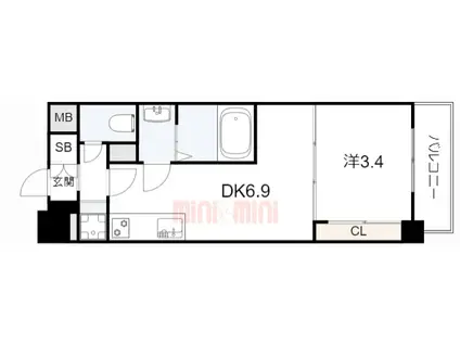 SDグランツ神戸ランドマーク(1DK/10階)の間取り写真