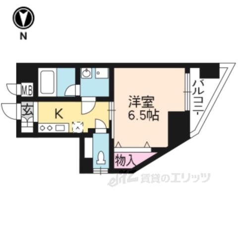 グラマシー京都(1K/3階)の間取り写真