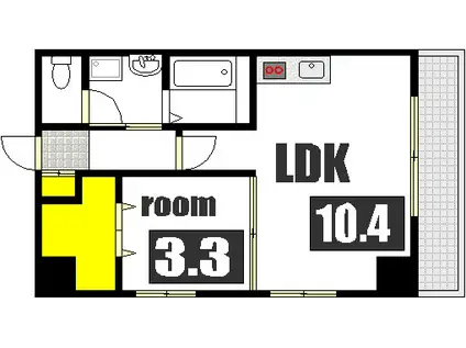 ペルソナ大手町(1LDK/6階)の間取り写真