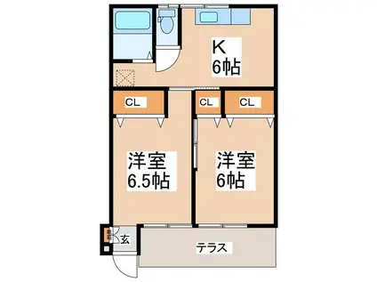 小屋坂アパート(2DK/1階)の間取り写真