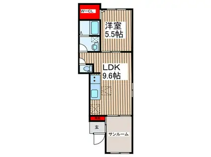 仏子駅 徒歩12分   1LDK(1LDK/1階)の間取り写真