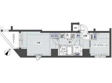 フェニックス横浜関内(1SK/7階)の間取り写真