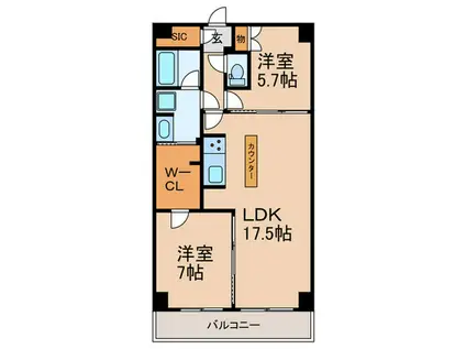 ザケンジントンレンジデンスときわ台(2LDK/2階)の間取り写真