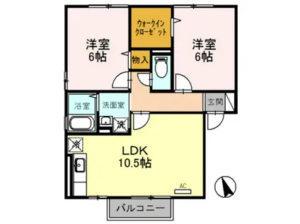 ビュー・カナル(2LDK/1階)の間取り写真