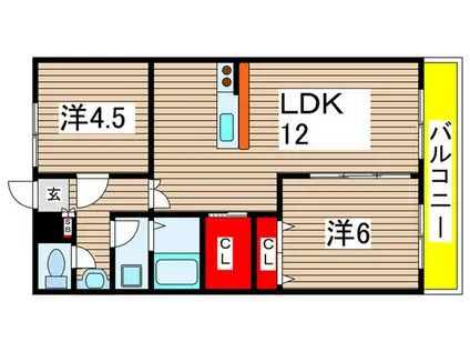 鳥之海マンション(2LDK/4階)の間取り写真