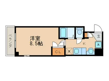 アヴニール朱雀(1K/5階)の間取り写真