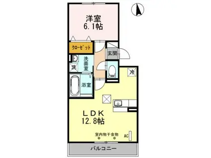 アメニティー(1LDK/1階)の間取り写真