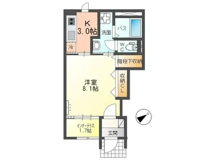 BERG4.5(1K/1階)の間取り写真