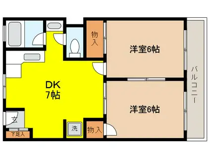 住吉マンション(2DK/3階)の間取り写真