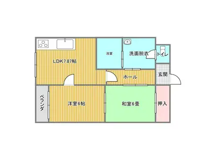 もみじ屋マンション(2DK/3階)の間取り写真