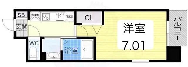 LUXE姫路(1K/7階)の間取り写真