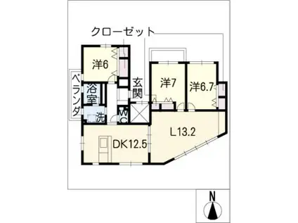 PLEASANT(3LDK/5階)の間取り写真