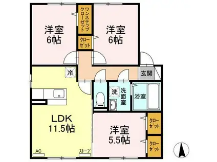 セントグランモアA(3LDK/1階)の間取り写真