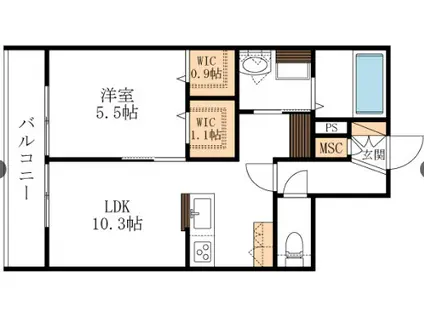 GAIA NST(1LDK/2階)の間取り写真