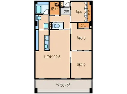 プラージュ和歌浦(3LDK/2階)の間取り写真