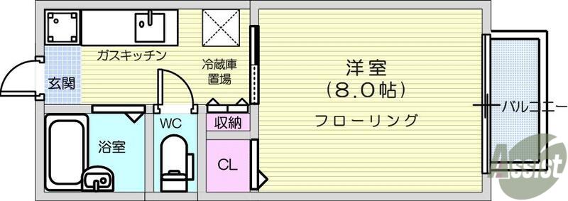 トゥインクルコート文化町13(1K/2階)の間取り写真