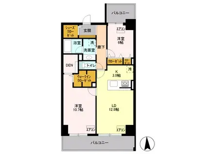  ロイヤルパークスシーサー西新井(2LDK/12階)の間取り写真