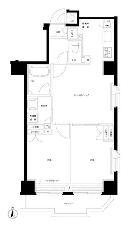 ルーブル両国弐番館(2LDK/3階)の間取り写真