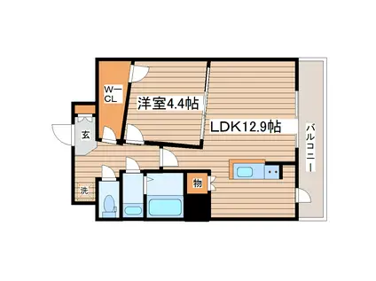 ジェンティーレ八乙女II(1LDK/2階)の間取り写真