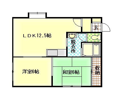 パセオ東光8.2(2LDK/1階)の間取り写真