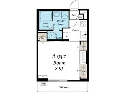 リブリ・絹(1K/1階)の間取り写真