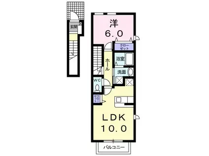 ラスターポイントV(1LDK/2階)の間取り写真