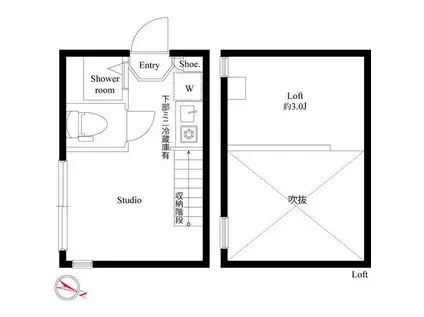 ハーモニーテラス西小岩V(ワンルーム/1階)の間取り写真