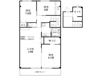 ボヌール新浜(3LDK/2階)の間取り写真
