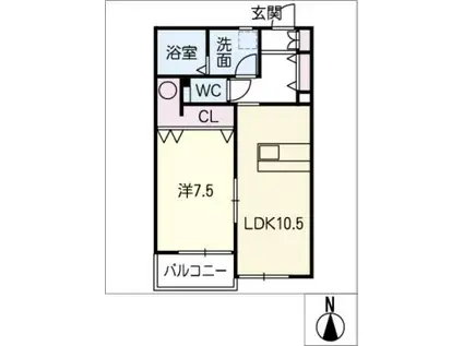 コミーテ薮田B(1LDK/1階)の間取り写真