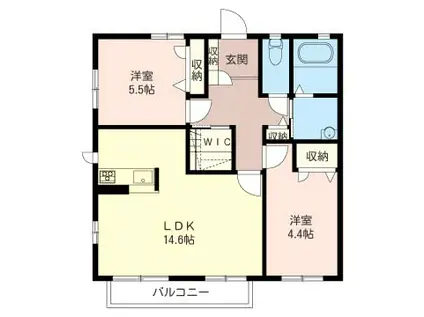 向日葵MH SHAMAISON(2LDK/2階)の間取り写真