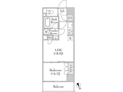 ルミーク関内II(1LDK/3階)の間取り写真