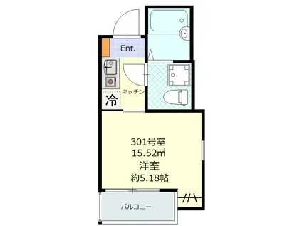 GLORY COURT (1K/3階)の間取り写真