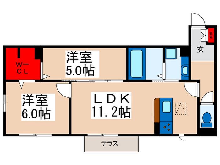 グランドソレイユ(2LDK/1階)の間取り写真