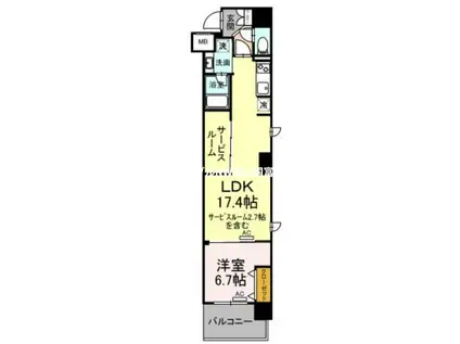 GOLD WINGII(1LDK/2階)の間取り写真