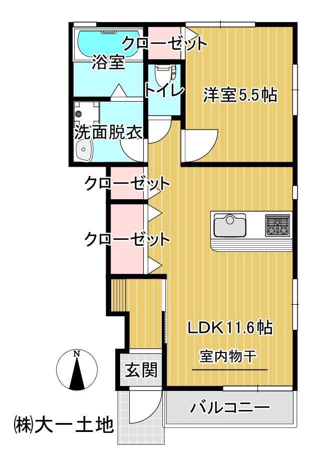 LA POMME(1LDK/1階)の間取り写真