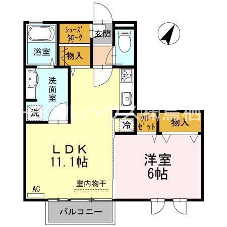 ヴィルヌーブ五番街A(1LDK/2階)の間取り写真