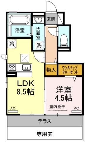 カサレナ(1LDK/1階)の間取り写真