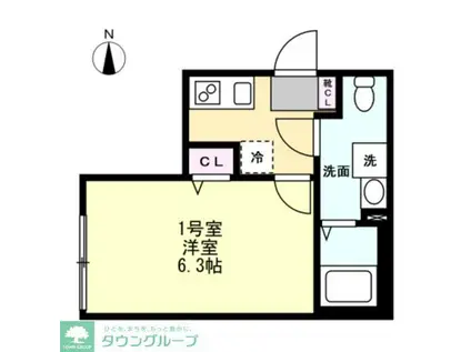 ベイルーム東本厚木(1K/3階)の間取り写真