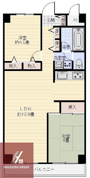 ネオコーポ大阪城公園2(2LDK/3階)の間取り写真