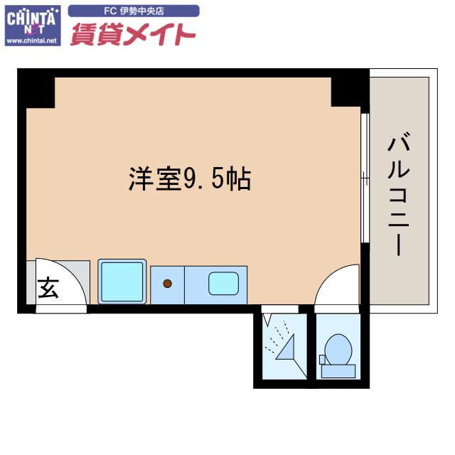 伊勢ビル(ワンルーム/3階)の間取り写真