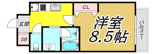 クレセールTWO(1K/4階)の間取り写真