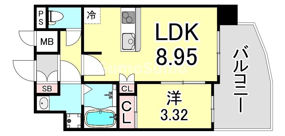 セレニテ甲子園プリエ(1LDK/3階)の間取り写真