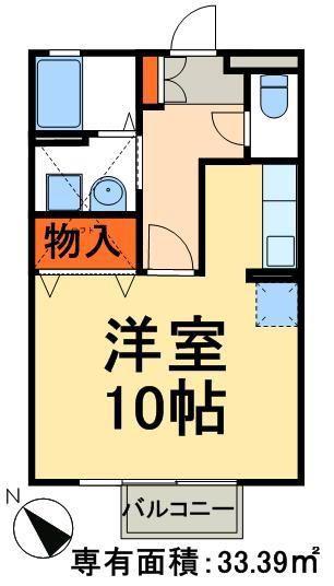 クレセントMⅢ(1K/1階)の間取り写真