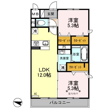 ENRICH(2LDK/3階)の間取り写真